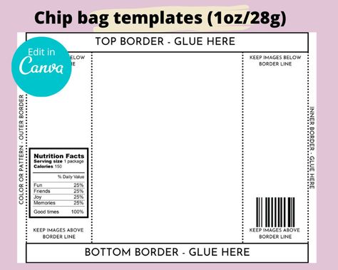 Editable Chip Bag Templateprintable Party Favorcustomizable - Etsy Australia Chips Lays, Chip Bag Template, Recuerdos Primera Comunion Ideas, Bag Template, Retirement Celebration, Custom Party Favors, Personalized Party Favors, Graphic Design Tools, Printable Party