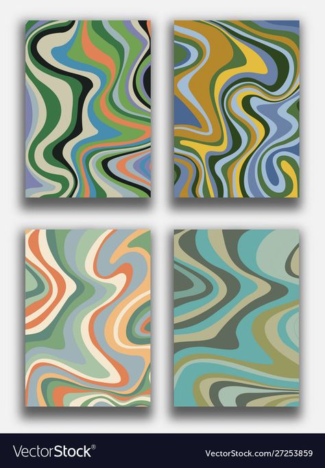 Wavy Painting Ideas, Wavy Abstract Art, Simple Painting Patterns, Marble Illustration, Wavy Illustration, Wavy Painting, 70s Painting, Liquid Marble, Geometric Pattern Art