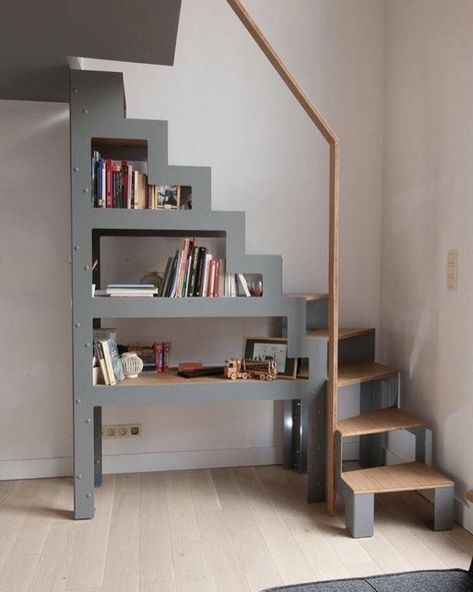 Tiny House Stairs Ideas, Loft Stairs Ideas, Space Saving Staircase, Mezzanine Bedroom, Loft Staircase, Tiny Loft, Tiny House Stairs, Tiny House Storage, Diy Tiny House