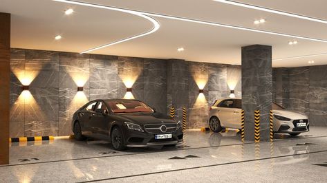 Car Park Design, Garage Design Interior, India House, Luxury Garage, Mansion Floor Plan, Garage Interior, Architecture Building Design, Lobby Design, Lounge Design