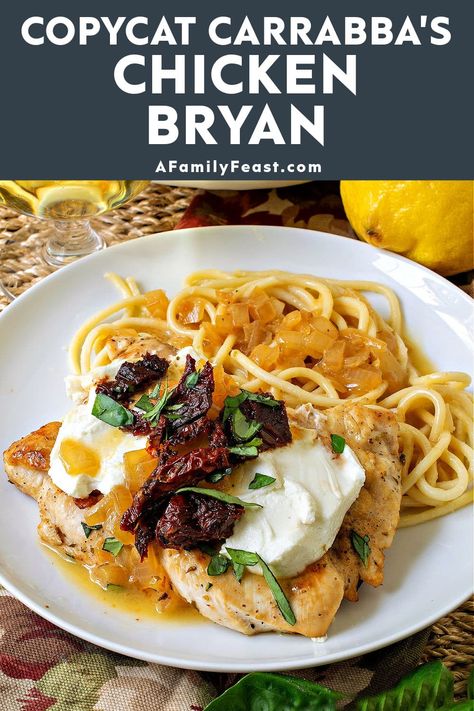 Carrabbas Chicken Bryan, Chicken Bryan, Healthy Dinner Casseroles, Chicken Oven, Meat Entrees, Lemon Butter Sauce, Oven Chicken, Instant Pot Recipes Chicken, Family Feast