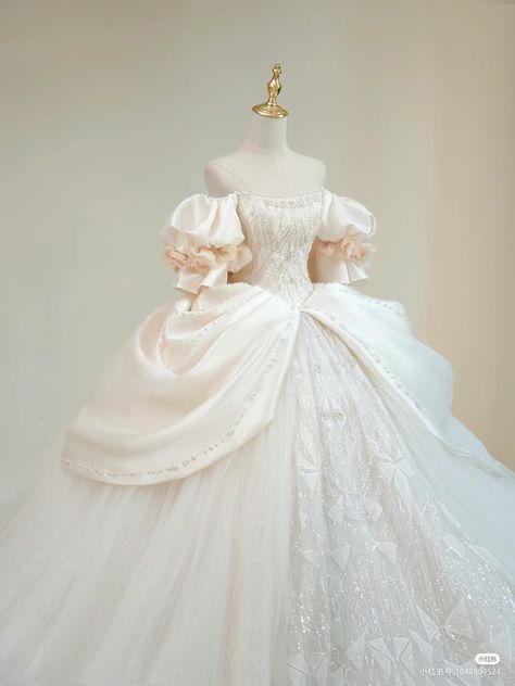 Princess Gown Royalty, Wedding Dresses Ball Gown Fairytale, Gown Fairytale, Fantasy Wedding Dress, Wedding Dress Aesthetic, Jeweled Wedding Dress, Princess Inspired Outfits, Big Wedding Dresses, Pretty Quinceanera Dresses