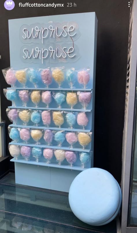 Cotton Candy Ideas For Party, Cotton Candy Display Ideas, Cotton Candy Business, Cotton Candy Wall, Interactive Food Stations, Candy Station Wedding, Cotton Candy Cart, 12th Birthday Party Ideas, Party Rental Ideas