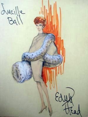 Edith Head Costume Design for Lucy by Lucy_Fan, via Flickr Lucille Ball Costume, Edith Head Sketches, Edith Head Designs, Edith Head Fashion, Costume Design Sketch, Facts Of Life, Edith Head, Best Costume Design, Hollywood Costume