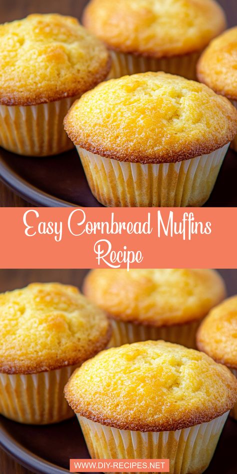 Make delicious cornbread muffins in just 30 minutes! This recipe is simple, with a perfect mix of creamy corn and buttery goodness. Great as a side or snack! Corn Muffins Recipe, Easy Corn Muffin Recipes, Cornbread Recipe Muffins, Simple Cornbread Recipe, Corn Muffins From Scratch, Cornbread Muffin, Cornbread With Cream Corn, Corn Bread Muffins, Cornbread Muffin Recipe