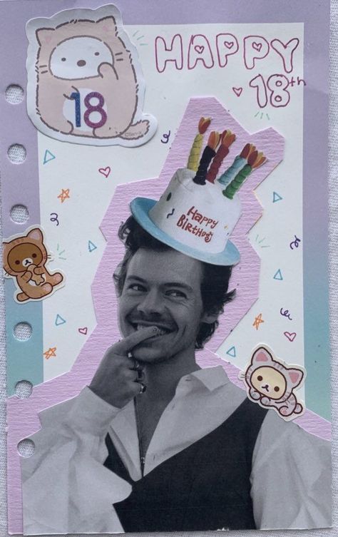 One Direction Birthday, Harry Styles Birthday, Harry Core, Graphic Design Portfolio Inspiration, Birthday Card Sayings, Scrapbook Book, Harry Styles Wallpaper, 17th Birthday, Lego Projects