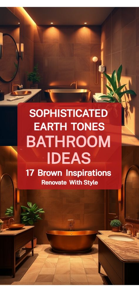 Brown Bathroom Ideas Brown Shower Bathroom Ideas, Brown Toilet Design, Brown And Cream Bathroom Ideas, Small Brown Bathroom Ideas, Dark Brown Bathroom Ideas, Brown And Beige Bathroom, Earth Tones Bathroom, Burnt Orange Bathroom, Brown And Gold Bathroom