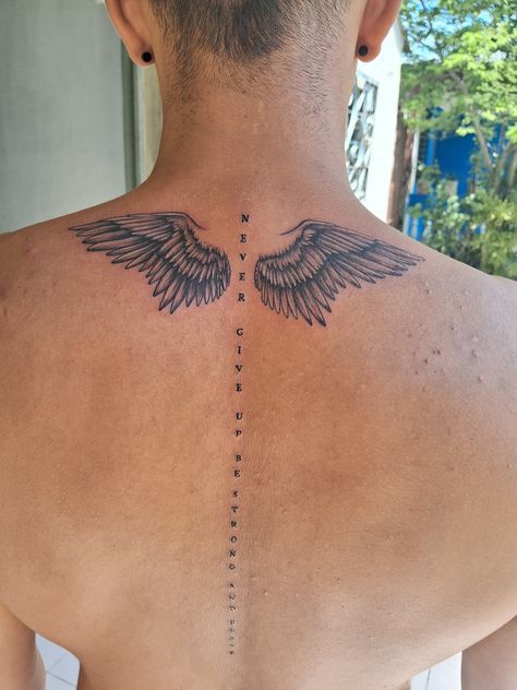 Neck Wings Tattoo, Tattoo Wings Angel, Wings Neck Tattoo, Wings Tattoo Back, Neck Tattoo Ideas For Men, Wing Tattoo Arm, Middle Of Back Tattoo, Wings Back Tattoo, Back Tattoos For Guys Upper