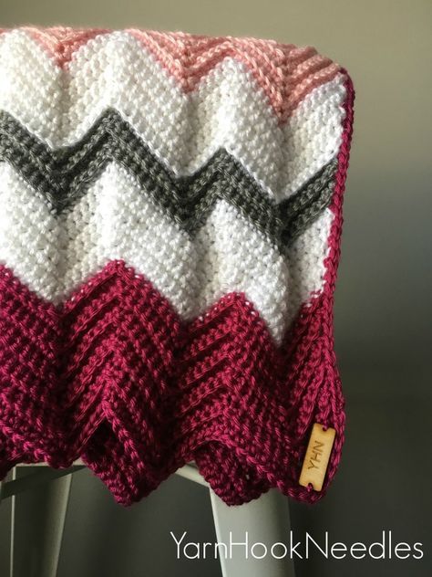 Modern Crochet Chevron Blanket with FREE Pattern! - YarnHookNeedles - Crochet Patterns Blanket Easy, Granny Ripple Afghan, Crochet Chevron Blanket, Crochet Chevron Baby Blanket, Chevron Crochet Blanket Pattern, Crochet Blanket Chevron, Crochet Chevron, Ripple Afghan, Chevron Baby Blankets