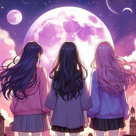 Three Best Friends Pictures Anime, 3 Bff Pictures Aesthetic, 3 Best Friends Pictures Anime, Three Best Friend Wallpaper, Three Best Friends Cartoon, Anime Besties Aesthetic, 3 Bff Aesthetic, Bff Holding Hands, Three Besties Aesthetic