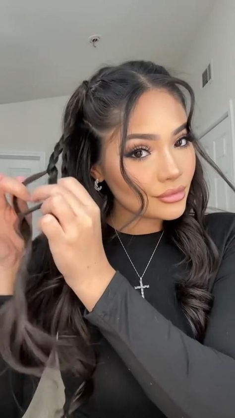 Hairstyle Inspo Long Hair, Hairstyle For School, Fall Hairstyles, Day Video, Hairstyle Inspo, Video Tiktok, Easy Hairstyle, Long Hair, Braids