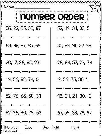 Number Order Worksheets - Worksheet School First Grade Math Worksheets, Maths Worksheets, 2nd Grade Math Worksheets, 1st Grade Math Worksheets, First Grade Activities, 2nd Grade Worksheets, Math Work, Kids Math Worksheets, Ordering Numbers