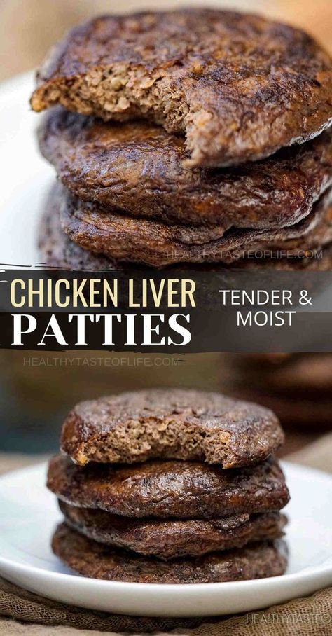 Looking for chicken livers recipes? Try these chicken liver patties / pancakes, they're prepared similar to regular meat patties. With a smooth and tender texture and a flavor specific for organ meats. Bold, earthy, rich and nutritionally satisfying chicken liver patties. If you love the Chicken Liver Paté, then you’ll love this chicken liver recipe as well! #chickenliverpatties #chickenliverpancakes #chickenliverrecipe #chickenlivers #meatpatties Liver Pate Recipe, Liver Sausage, Offal Recipes, Chicken Liver Recipes, Meat Patties, Organ Meat, Organ Meats, How To Cook Liver, Liver And Onions