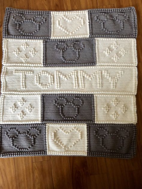 Bubble stitch custom baby blanket. Mickey Mouse Mickey Mouse Afghan Crochet Pattern, Mickey Mouse Crochet Pattern Free Blanket, Stitch Crochet Blanket Disney, Disney Baby Blanket Crochet, Bubble Crochet Stitch Free Pattern, Bubble Crochet Blanket, Crochet Mickey Mouse Blanket, Crochet Disney Blanket, Mickey Mouse Crochet Blanket