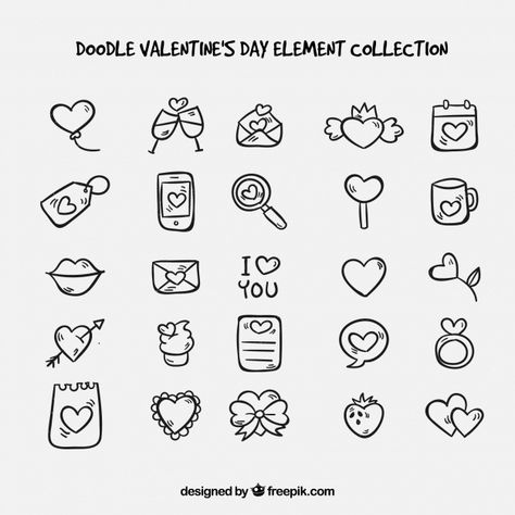 Doodle valentine's day element collection Free Vector Drawing Ideas Easy Doodles, Word Doodles, San Valentin Vector, Valentines Day Doodles, Valentine Doodle, Amazing Drawing Ideas, Vector Doodle, Valentinstag Party, Drawing Ideas Easy