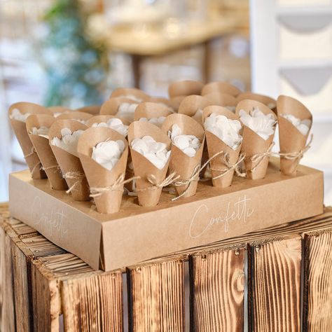 Wedding Confetti Cone Holder with 24 Cones & Confetti|Guest Confetti|Wedding Reception|Bride and Groom|Table Decoration|Wedding Decoration Confetti Cone Holder, Wedding Confetti Cones, Rustic Romance Wedding, Confetti Cones, Biodegradable Confetti, Wedding Favors Ideas, Reception Bride, Ginger Ray, White Confetti