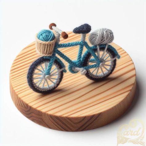 https://card9.com/ai/miniature-knitting-bicycle Bike Crochet, Crochet Bicycle, Miniature Knitting, April 27, Art Project, Easy Crochet, Crochet Amigurumi, Art Projects, Bicycle