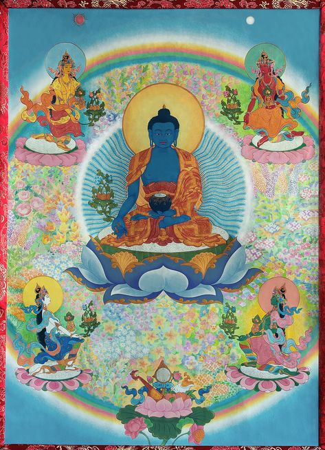 Medicine Buddha Healing Meditation — Pure Land Farms Buddhist Scriptures, Medicine Buddha, Mahayana Buddhism, Thangka Painting, Tibetan Art, The Buddha, Healing Meditation, Tibetan Buddhism, Buddha Art