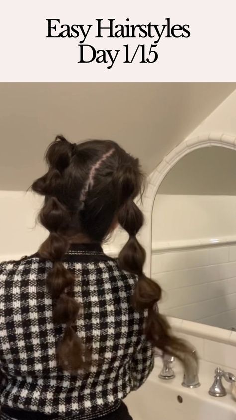 day 1 of 15 days of easy hairstyles: bubble ponytail/pigtail tutorial. Long hairstyles, long hair ideas, One Bubble Braid Tutorial, How To Do Bubble Braids Videos, Tutorial On Bubble Braid, Bubble Braid Pigtails Tutorial, Bubblebraid Pigtails, Ponytail Tutorial, Bubble Ponytail, Easy Hairstyles, Lifestyle Blog