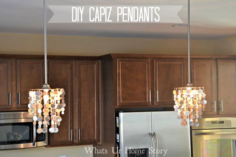 diy-capiz-pendant, capiz-pendant-tutorial, capiz-chandelier, capiz-shell-light, capiz-ligh West Elm Chandelier, Shell Kitchen, Shell Furniture, Boho Couch, Capiz Chandelier, Shell Light, Shell Craft, Kitchen Lights, Pendant Tutorial