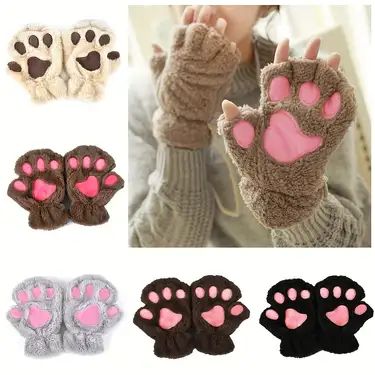 Temu Half Gloves, Claw Gloves, Paw Gloves, Gatto Carino, The Mitten, Gloves Fashion, Cold Weather Gloves, Paw Design, Mittens Pattern