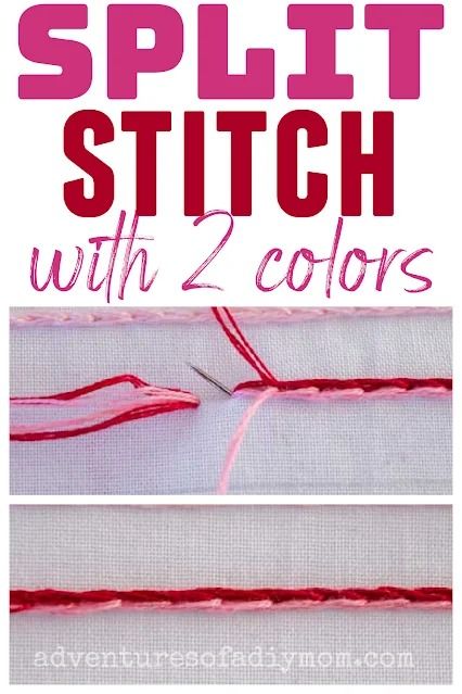 How to sew the split stitch using two colors of thread. Learn this unique embroidery stitch with a video tutorial. Couching Stitch, Diy Mom, Split Stitch, Wreath Project, Pillow Crafts, Wall Decor Crafts, Needlework Crafts, Embroidery Stitch, Unique Embroidery