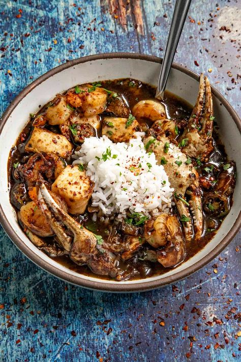 Seafood Gumbo Recipe Recipe - Chili Pepper Madness Fish Gumbo, Gumbo Roux Recipe, Seafood Gumbo Recipe Easy, Gumbo Roux, Spicy Gumbo, Cajun Seasonings, Heaven In A Bowl, Roux Recipe, Gumbo Recipe Easy