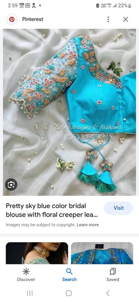 Blue Aari Work Blouse, Aari Work Blouse, Bridal Blouse, Pretty Sky, Aari Work, Work Blouse, Sky Blue, Blue Sky, Blue Color