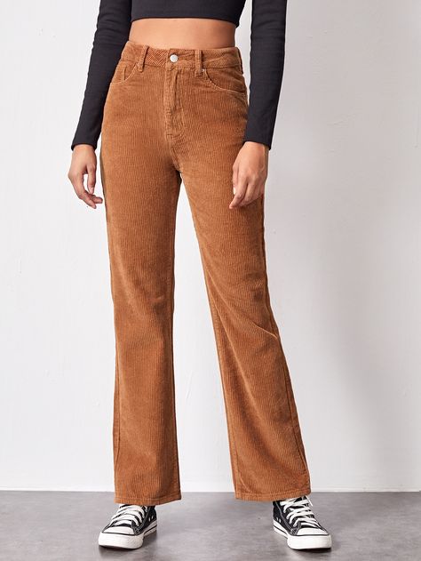 High Waist Slant Pocket Cord Pants Corduroy Pants Outfit, Cord Pants, Taylor Swift Tour Outfits, Cute Outfits With Jeans, Cord Trousers, Women Bottoms, Clothes Korean Style, Cords Pants, Future Clothes