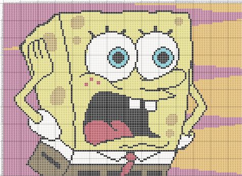 Drawing Ideas Spongebob, Spongebob Pixel Art, Pixel Drawing Ideas, Art Spongebob, Spongebob Gary, Pixel Crochet Blanket, Pixel Art Maker, Spongebob Painting, Grid Patterns