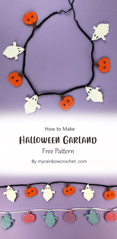 The Halloween Garland crochet pattern from myrainbowcrochet.com encapsulates the essence of Halloween in every stitch. With meticulous attention to detail and a creative flair, this pattern enables crafters of all skill levels to conjure up stunning garlands that radiate spooky charm. Spiderweb Garland Crochet, Crochet Fall Garland, Crochet Halloween Garland, Garland Crochet Pattern, Crochet Halloween Decorations, Garland Crochet, Crochet Garland, Halloween Garland, Fall Things