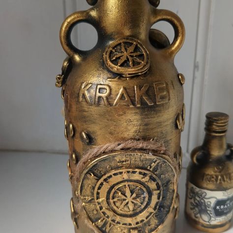 Designed by myself Totally wild for steampunk you can follow me on Facebook TikTok YouTube and Instagram Or eBay under Creative Art by Caroline Richards Kraken Rum, Rum Bottle, Mixed Media Crafts, Kraken, Creative Art, Rum, Mixed Media, Follow Me, Media