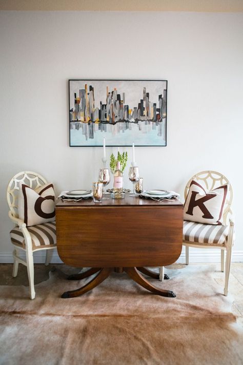 Kitchen Table With Leaf, Kathleen Barnes, Diy Kitchen Table, Folding Dining Table, Drop Leaf Dining Table, Dining Room Combo, The Everygirl, White Chair, Drop Leaf Table