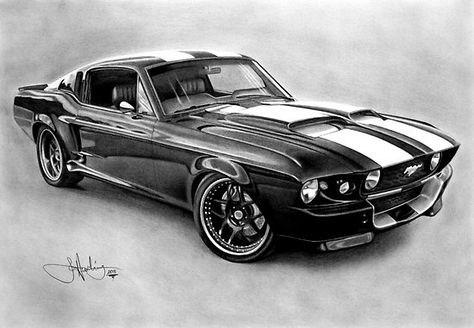 sweet Mustang Tattoo, Mustang Drawing, Mustang 67, Car Drawing Pencil, Mobil Mustang, Ford Mustang 1967, Shelby Gt 500, Mustang Car, Mustang Gt500