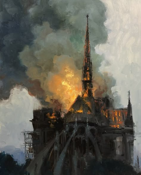 Notre Dame Fire, Mark Taylor, The Vampire Chronicles, Yennefer Of Vengerberg, Fire Painting, Vampire Chronicles, Fire Art, Art Pricing, Caravaggio