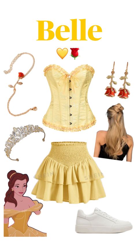 Halloween Costume Corset Ideas, Halloween Costumes Cute Solo, Disney Princess Corset, Princess Costume With Corset, Simple Belle Costume, Belle Corset Costume, Disney Princess Corset Costume, Bell Costume Ideas, Girly Costumes For Halloween