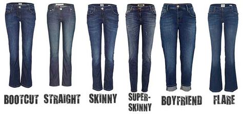 What is the difference between bootcut, straight, skinny, boyfriend, and flare-legged jeans? Here is a quick reference to the different styles of jeans. Fashion Infographic, Superenge Jeans, Wide Legged Jeans, Fashion Dictionary, Types Of Jeans, Moda Jeans, Flare Leg Jeans, Gloria Vanderbilt, Hollister Jeans