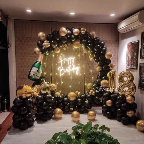 Birthday Lights Decoration, Cheap Birthday Decorations, 25 Birthday Decorations, Simple Stage Decorations, Birthday Decorations At Home, 18th Birthday Decorations, Deco Ballon, Birthday Lights, Happy Birthday Decor