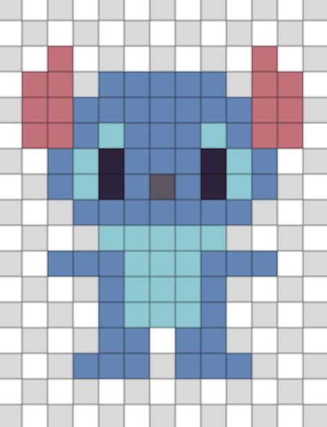 Dibujo de Stitch en pixel 13x13 Pixel Art, Angel Pixel Art, Pixel Art Stitch, Pixel Art Animals, Pixel Kawaii, Pixel Art Kawaii, Face Outline, Easy Perler Beads Ideas, Cute Easy Doodles