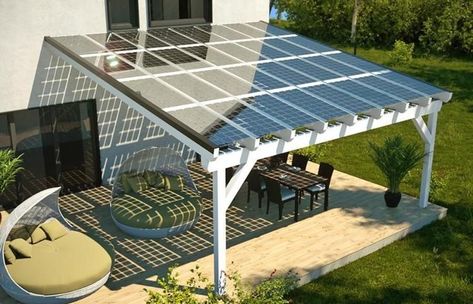 Solar Pergola, Ruang Tamu Outdoor, Solar Roof Tiles, Solar Roof, Best Solar Panels, Photovoltaic Panels, Solar Projects, My Energy, Patio Roof