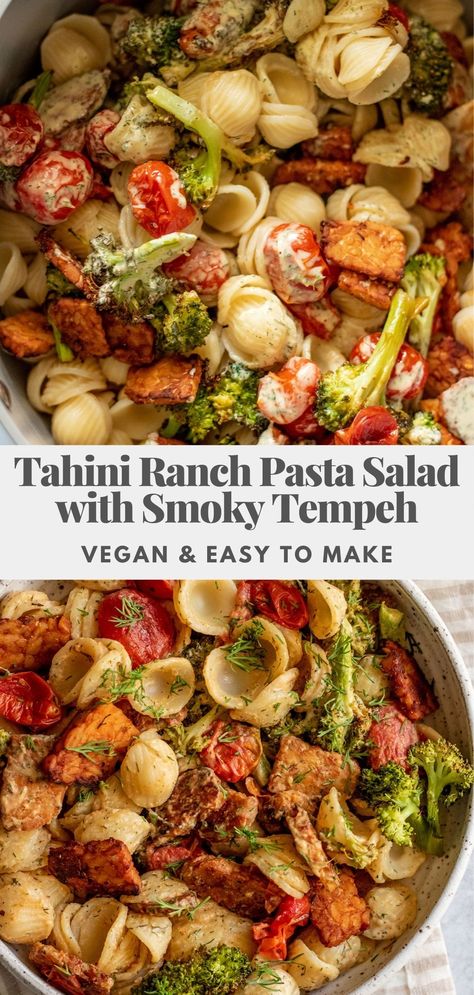 Vegan Lunch On The Go, Vegan Salad Toppings, Tempeh Pasta Recipes, Vegan Oven Meals, Vegan Protein Pasta Salad, Tempeh Salad Recipes, Cold Vegan Meals, Tofu Pasta Salad, Healthy Vegan Salads