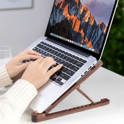 Laptop Stand Wood, Laptop Stand For Desk, Wooden Laptop Stand, Laptop Desk Stand, Laptop Display, Laptop Holder, Laptop Tray, Computer Support, Computer Stand