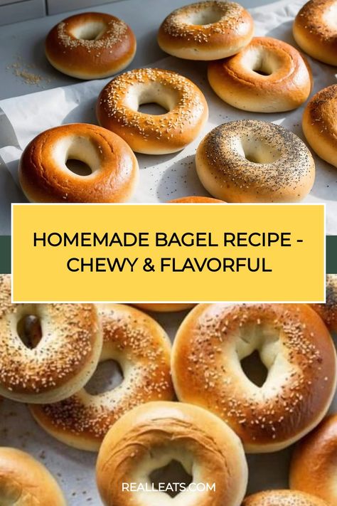 Bake perfect homemade bagels with our easy recipe. Enjoy chewy bagels with your favorite toppings every morning! Oven Baked Bagels, Best Bagels Recipe, Bread Maker Bagel Recipe, Quick And Easy Bagels, Homemade Bagels All Purpose Flour, Begal Recipe Easy, Homemade Beagles, Make Your Own Bagels, Soft Bagels Recipe Homemade