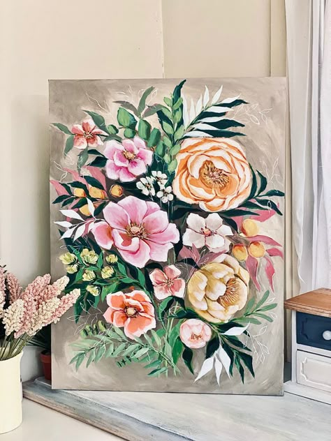 Canvas Flower Painting, Boho Painting, Painting Art Lesson, Textured Canvas Art, Spring Painting, Sunflower Painting, Amazing Art Painting, Painting Art Projects, Abstract Painting Acrylic