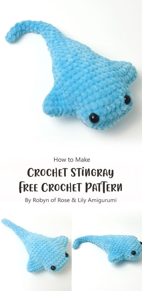 Amigurumi Stingray is a free pattern. Now you can make the cute and amazing little fish yourself! Crochet Ocean Animals, Crochet Fish Patterns, Crochet Project Free, Crochet Fish, Easy Crochet Animals, Crochet Animals Free Patterns, Crochet Design Pattern, Crochet Amigurumi Free, Quick Crochet