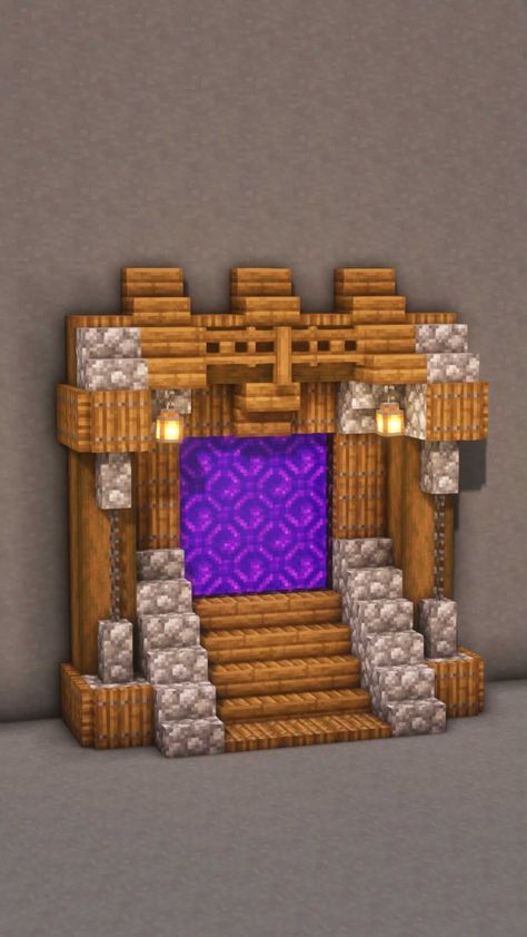 Simple Nether Portal Design, Nether Portal Room, Nether Portal Ideas, Nether Portal Design, Minecraft Bed, Nether Portal, Portal Design, Minecraft Interior, Minecraft Interior Design