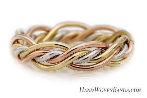 Pink Gold Wedding Rings, Color Wedding Rings, Braided Rings, Braided Wedding Rings, Rose Gold Wedding Rings, Twisted Wire Rings, Braided Wedding Band, Handmade Wedding Band, Twist Weave