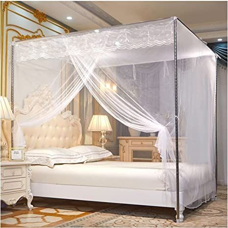 Mosquito Net Bed Bedroom Designs, Teen Curtains, Bed Netting, Full Bedroom, Bed Net, Canopy Bed Curtains, Bed Design Ideas, Canopy Bed Frame, Gold Bed