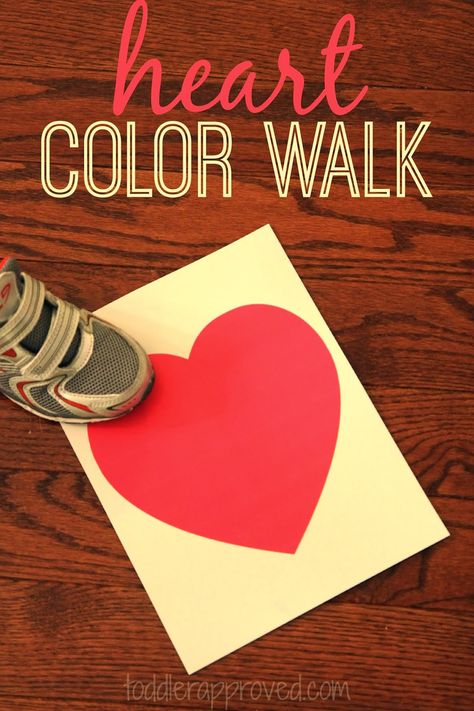 Toddler Approved!: Heart Color Walk- A Game for Kids Heart Hopscotch, Valentine's Day Party Games, Valentine Party Game, Valentines Games, Party Crafts, Preschool Valentines, Valentine's Day Games, Valentine's Week, Valentine Activities