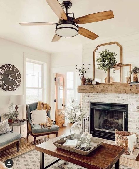 15 Gray Whitewash Brick Fireplace Ideas to Inspire Tranquility Bedroom Brick Fireplace, Update A Brick Fireplace, Black Metal Living Room, Whitewashed Brick Fireplace, Whitewash Brick Fireplace, Brick Fireplace Ideas, Black Metal Coffee Table, Whitewashed Brick, Ceiling Fan Ideas